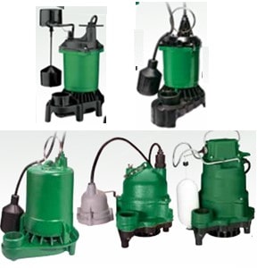 Myers Sump Pump Models. Most of them include a tether, vertical and diaphragm float switch. Here's what they look like. 